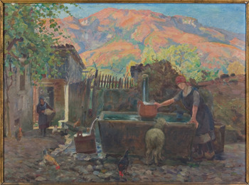 Marco Davanzo (1872-1955)
Olio su tela
cm 66x88
Cortile interno
